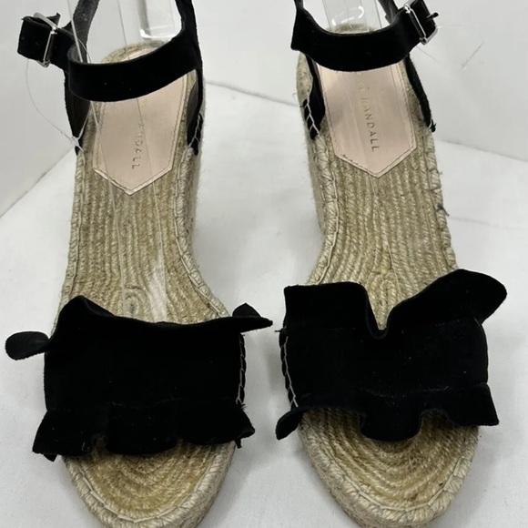 Loeffler Randall Gabby Suede Ruffle Wedge Espadrille Size 8 Black - Picture 7 of 9